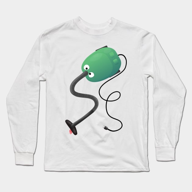 Cute vacuum cleaner cartoon humour Long Sleeve T-Shirt by FrogFactory